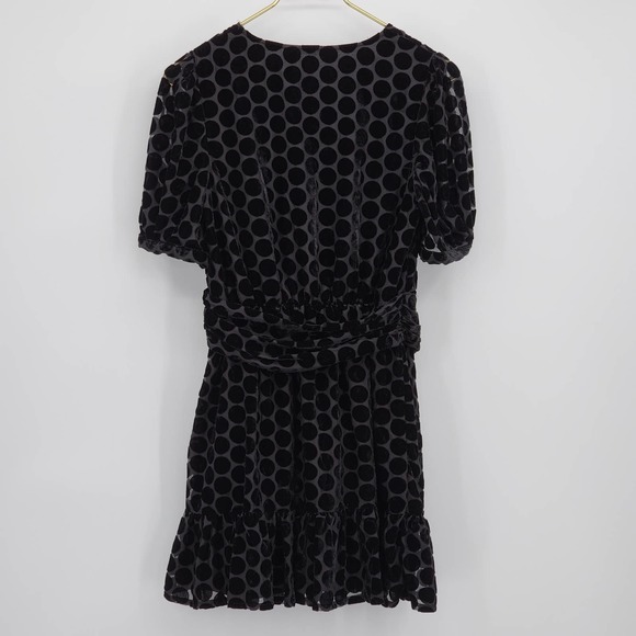 Zara Women's Black Velvet Polka Dot Dress Blogger Favorite Size Small - Picture 5 of 6